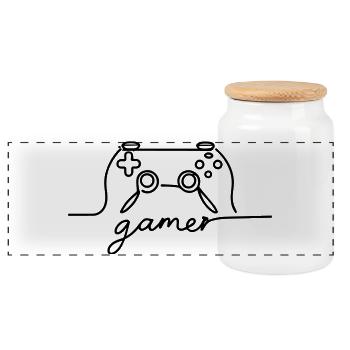 Linear Controller - Gamer - Panoramic Cookie Jar with Wooden Lid - white - Front