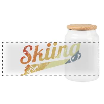 Skiing - Panoramic Cookie Jar with Wooden Lid - white - Front