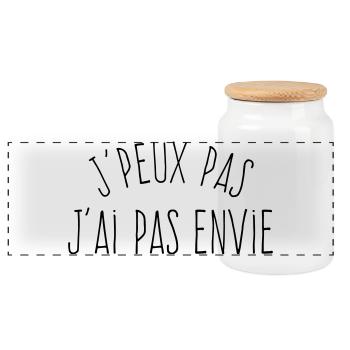 J'peux pas j'ai pas envie - Boîte à biscuits avec couvercle en bois - blanc - Devant