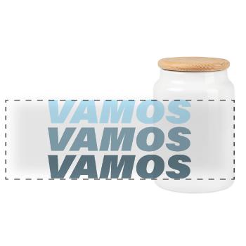 Vamos - Boîte à biscuits avec couvercle en bois - blanc - Devant
