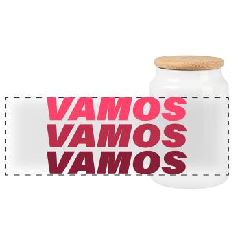 Vamos - Boîte à biscuits avec couvercle en bois - blanc - Devant