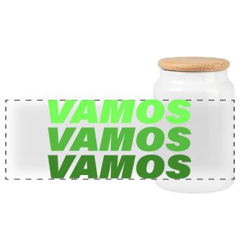 Vamos - Boîte à biscuits avec couvercle en bois - blanc - Devant