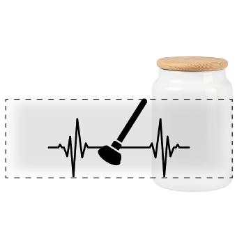 Drain vacuum cleaner heartbeat - Panoramic Cookie Jar with Wooden Lid - white - Front