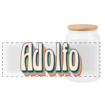 Adolfo t-shirt rétro vintage t-shirt idée cadeau - Boîte à biscuits avec couvercle en bois - blanc - Devant
