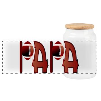PAPA AMERICAN FOOTBALL VATER - Panorama Keksdose mit Holzdeckel - Weiß - Vorne