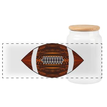 Rugby football with an unusual pattern - Panoramic Cookie Jar with Wooden Lid - white - Front