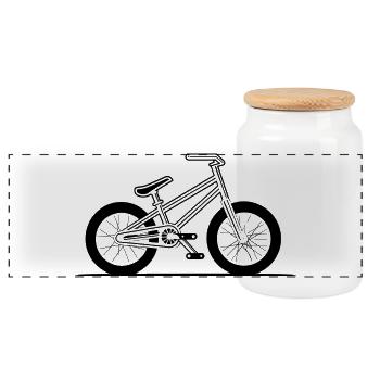 Croquis de vélo BMX - Boîte à biscuits avec couvercle en bois - blanc - Devant