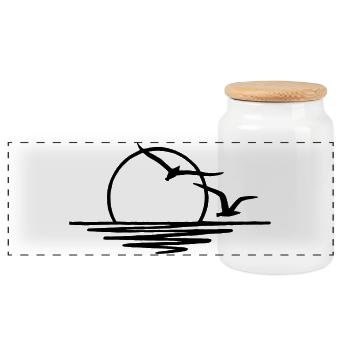 Soleil couchant (noir) - Boîte à biscuits avec couvercle en bois - blanc - Devant