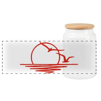 Soleil couchant (rouge) - Boîte à biscuits avec couvercle en bois - blanc - Devant