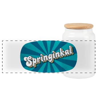 Springinkal - garçon plein de vie, nom d’animal de compagnie - Boîte à biscuits avec couvercle en bois - blanc - Devant
