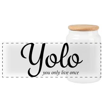 Yolo - Boîte à biscuits avec couvercle en bois - blanc - Devant