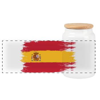 Spanish Flag, Viva Spain, A Symbol of Unity - Panoramic Cookie Jar with Wooden Lid - white - Front