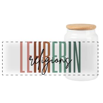 Lehrerin Religion Religionslehrerin Geschenk - Panorama Keksdose mit Holzdeckel - Weiß - Vorne