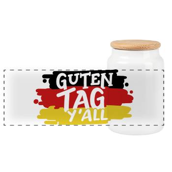 Deutschland Deutsche Flagge - Panorama Keksdose mit Holzdeckel - Weiß - Vorne