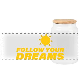 Follow Your Dreams - Panoramic Cookie Jar with Wooden Lid - white - Front
