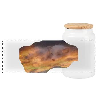 träumender Polarfuchs - Panorama Keksdose mit Holzdeckel - Weiß - Vorne