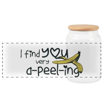 Banana - Panoramic Cookie Jar with Wooden Lid - white - Front