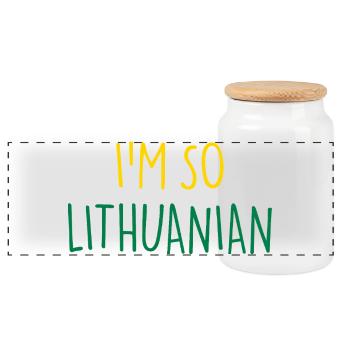 I'M SO LITHUANIAN Lietuva Litauen - Panorama Keksdose mit Holzdeckel - Weiß - Vorne
