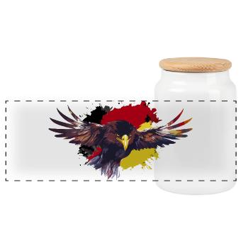 Aigle allemand avec drapeau drapeau noir rouge or - Boîte à biscuits avec couvercle en bois - blanc - Devant