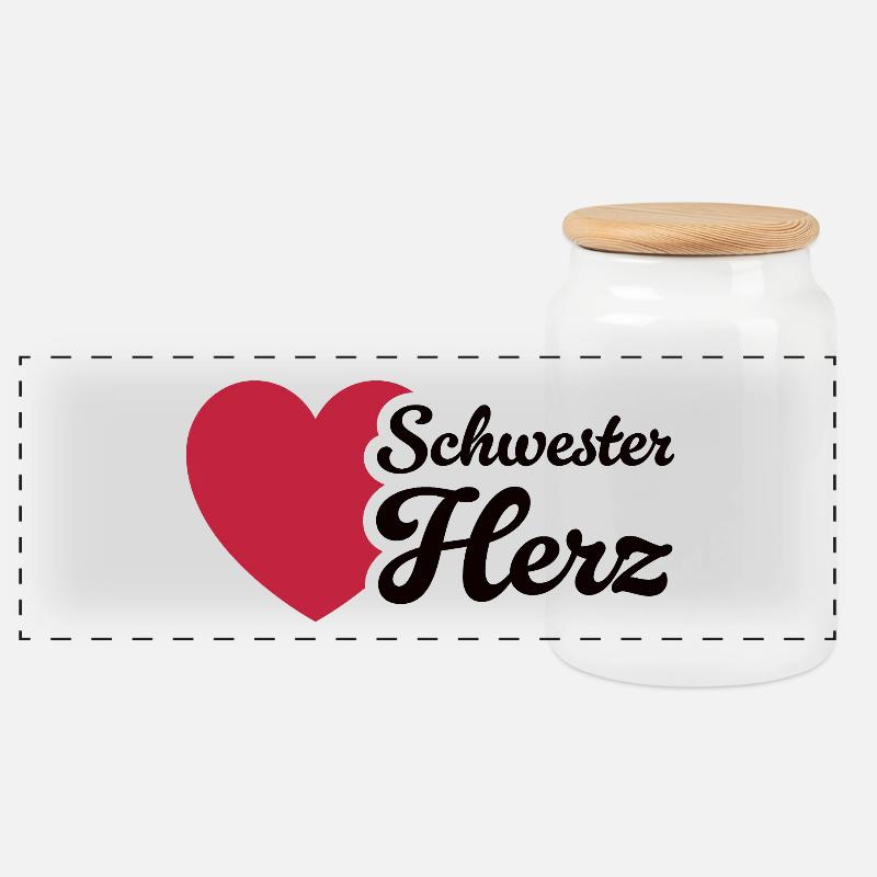 Conception de sœur de cœur avec amour - Boîte à biscuits avec couvercle en bois - blanc