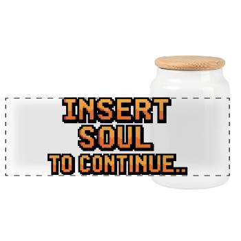 Pixelated Soul Continuation Design - Panoramic Cookie Jar with Wooden Lid - white - Front