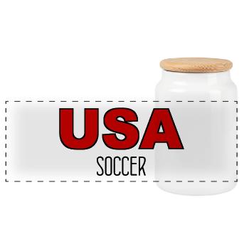 USA Soccer - USA - United States - America Fußball - Panoramic Cookie Jar with Wooden Lid - white - Front