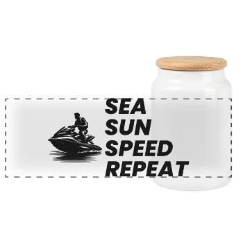 Pilote de jet ski Sea Sun Speed Repeat - Boîte à biscuits avec couvercle en bois - blanc - Devant