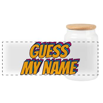 guess mi name - Panoramic Cookie Jar with Wooden Lid - white - Front