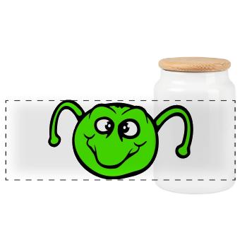 Caterpillar sweet sweet little smiles friendly happy - Panoramic Cookie Jar with Wooden Lid - white - Front