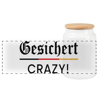 Gesichter Crazy  - Panorama Keksdose mit Holzdeckel - Weiß - Vorne
