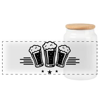 Verre à bière symbole Bière Bière de malt - Boîte à biscuits avec couvercle en bois - blanc - Devant