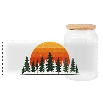 Bäume, Wald, Natur, Wildnis, Outdoor, Sunset - Panorama Keksdose mit Holzdeckel - Weiß - Vorne