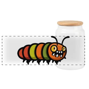 Wurm Halloween Comic Lustig - Panorama Keksdose mit Holzdeckel - Weiß - Vorne