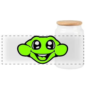 Frosch Kröte lächelt lustig Comic glücklich Cool - Panorama Keksdose mit Holzdeckel - Weiß - Vorne