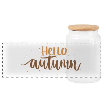 hello_autumn lettering - Home & Living Design 🍂 - Panorama Keksdose mit Holzdeckel - Weiß - Vorne