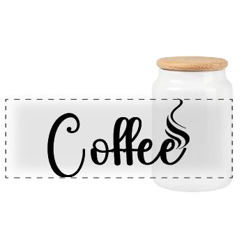 Café - Boîte à biscuits avec couvercle en bois - blanc - Devant