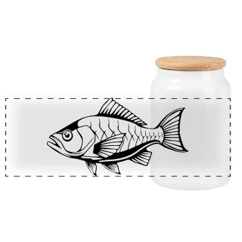 Fish Fish T-shirt Gift Angler - Panoramic Cookie Jar with Wooden Lid - white - Front