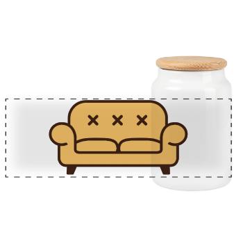 Sofa with X-eyes - Pop Art - Panoramic Cookie Jar with Wooden Lid - white - Front