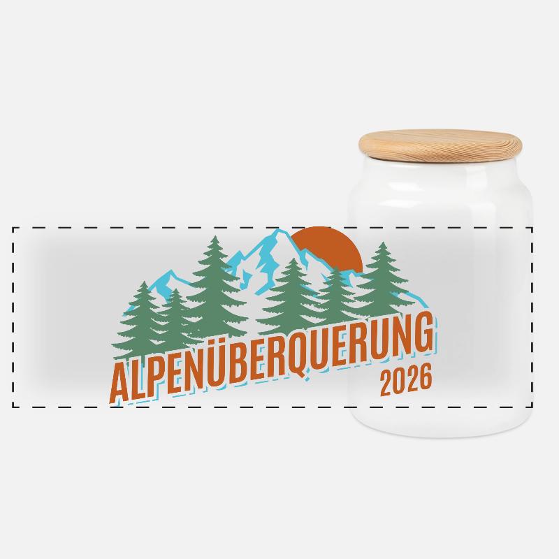 Alpen Überquerung 2026 - Wandern - Panorama Keksdose mit Holzdeckel - Weiß