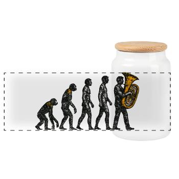 Évolution vers le design grunge du joueur de tuba - Boîte à biscuits avec couvercle en bois - blanc - Devant