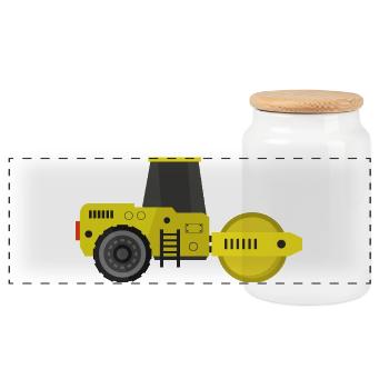 Road roller - Panoramic Cookie Jar with Wooden Lid - white - Front