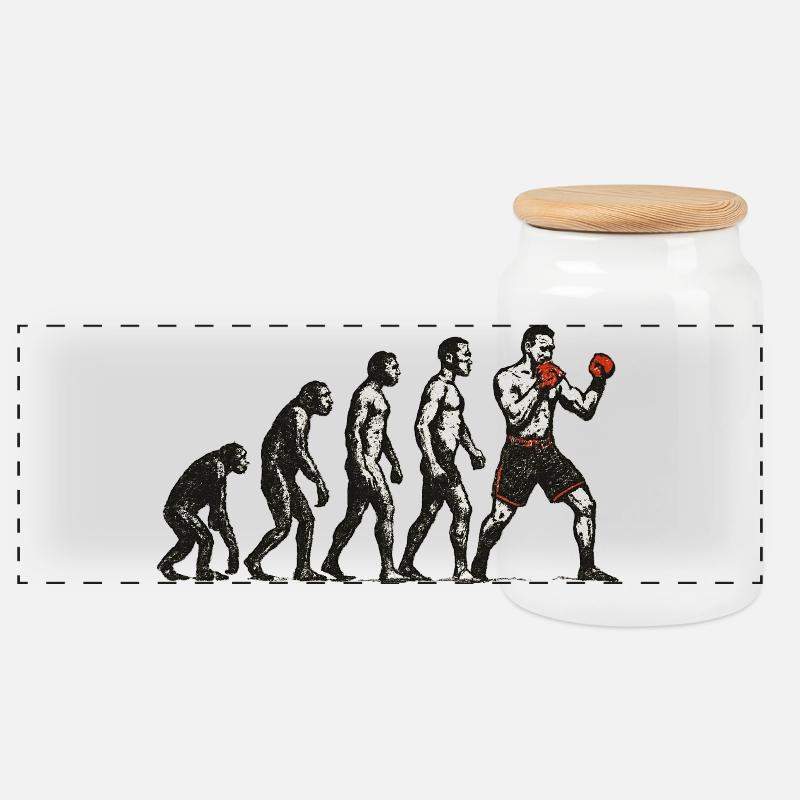 Evolution zum MMA Fighter im Grunge Style - Panorama Keksdose mit Holzdeckel - Weiß