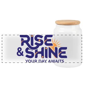 Rise and Shine - Morning Routine Goals - Panoramic Cookie Jar with Wooden Lid - white - Front