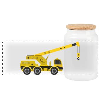 Kranwagen - Panorama Keksdose mit Holzdeckel - Weiß - Vorne