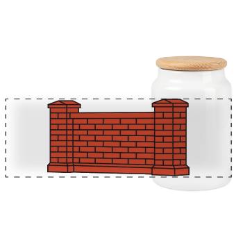 Ziegelwand Urban Stil - Panorama Keksdose mit Holzdeckel - Weiß - Vorne