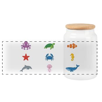 Conception de la faune sous-marine - Boîte à biscuits avec couvercle en bois - blanc - Devant