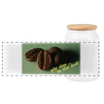 Coffee beans - Panoramic Cookie Jar with Wooden Lid - white - Front