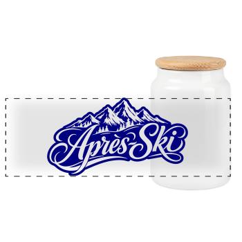 Après-ski mountains - Panoramic Cookie Jar with Wooden Lid - white - Front