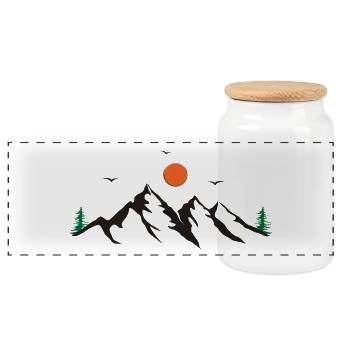 Mountains - Panoramic Cookie Jar with Wooden Lid - white - Front