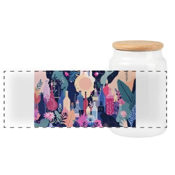 Bottle Forest Sea of Blossoms - Panoramic Cookie Jar with Wooden Lid - white - Front